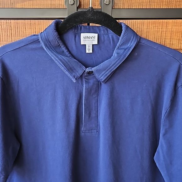 Armani‎ Collezione Navy Men's Button Collar Short Sleeve Polo Shirt Size M(USA) - Picture 9 of 11